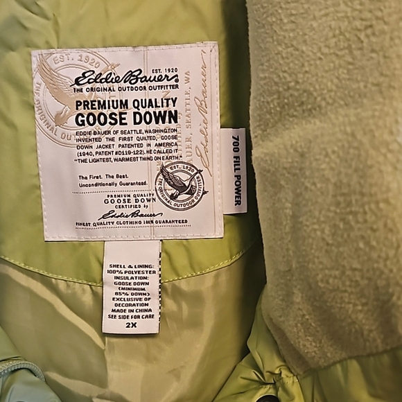 Eddie Bauer Goose Down Puffer Vest - 2X - Apple Green - Picture 2 of 7